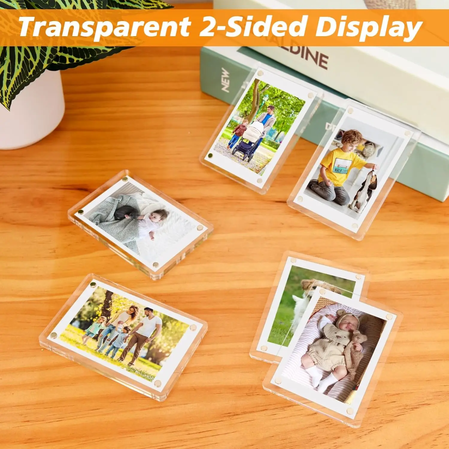 6 Packs Acrylic Fridge Magnetic Picture Frame Magnetic Polaroid Frames for Photos Instax Mini Frame Clear 2.36 x 3.54 Inch