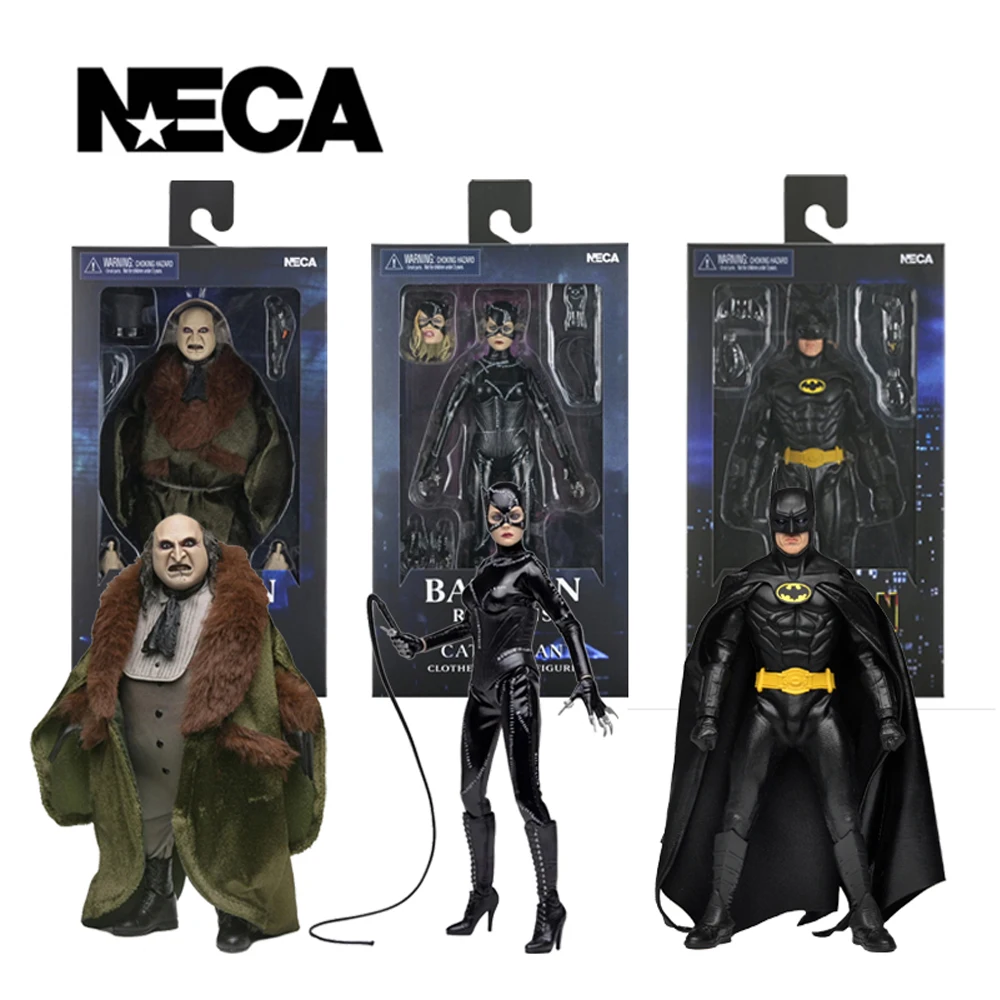 Figuras de Acción de NECA Toys: Batman (Película de 1989) y Batman Returns, Batman/Catwoman/The Penguin, 8 Pulgadas, Muñeco de Acción con Ropa, Modelo Coleccionable