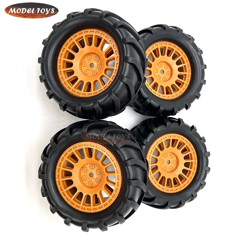 4PCS 1/16 RC Crawler รถบรรทุก Off Roader ยางยางและขอบ,3.35x1.65 นิ้ว Rock Climbing ยางสําหรับ lovermusic ยาง