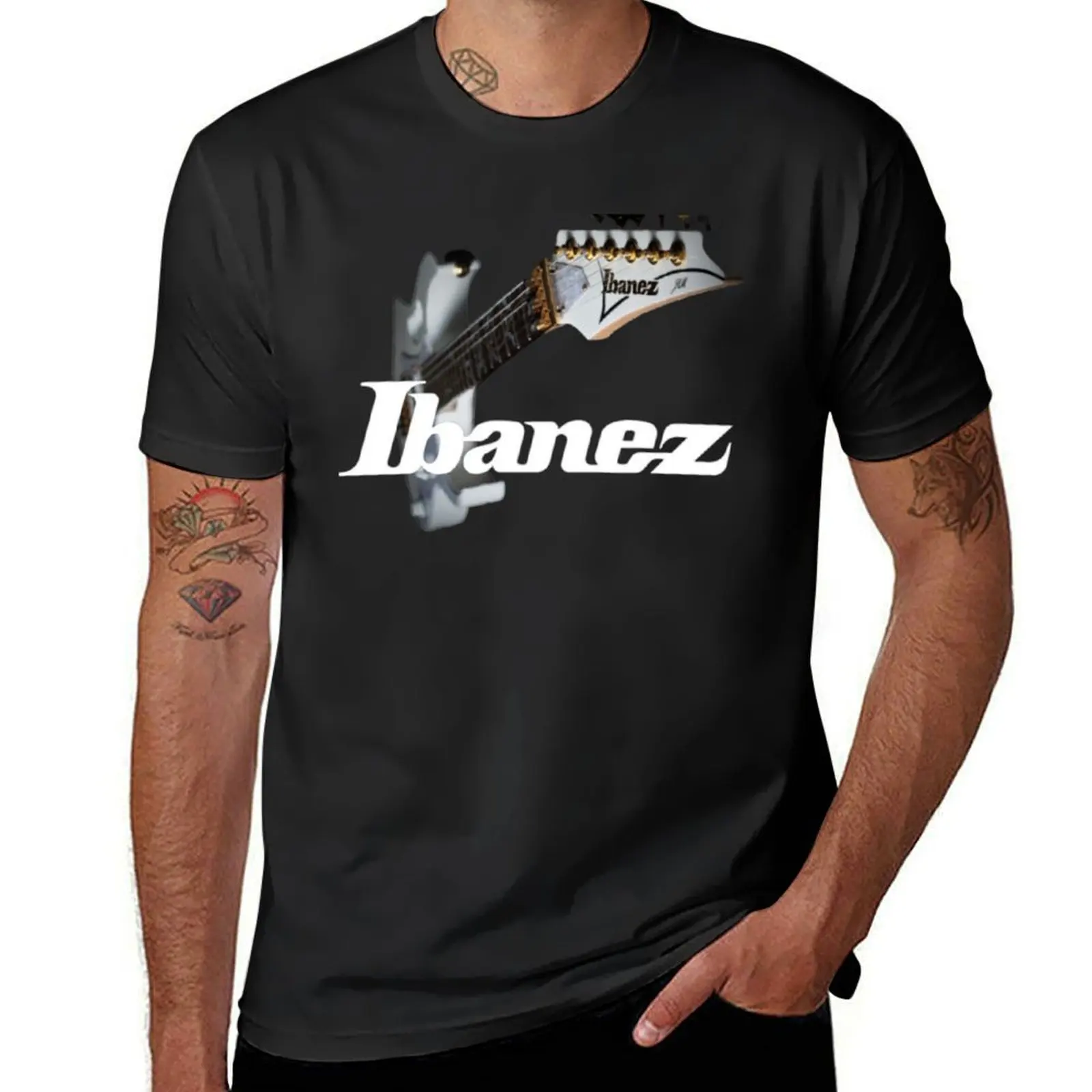 Ibanez Guitar T-Shirt korean fashion aesthetic clothes summer top boys whites designer t shirt men