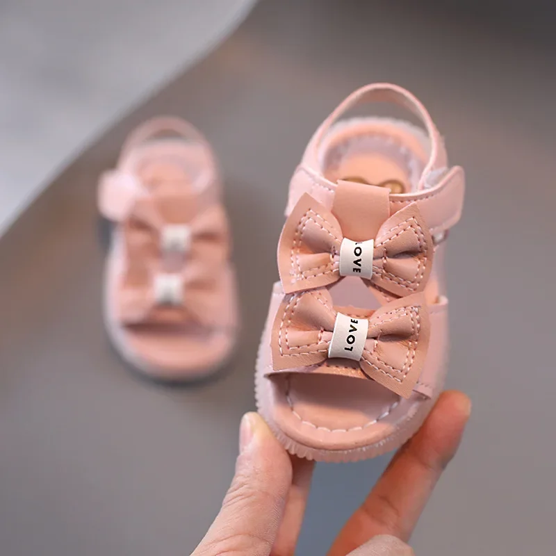 Summer Baby Girls Sandals 1-3 Years Female Toddler Sandals Princess Sandals 2023 Non-slip Soft-soled Cute Pink Flat Kids Shoes