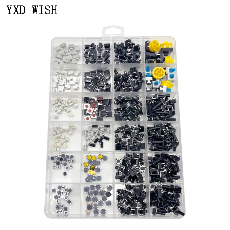 460pcs 24Values Tactile Push Button Switch SMD Micro Momentary Tact Switch Assortment Kit for Car Remote Control Switches