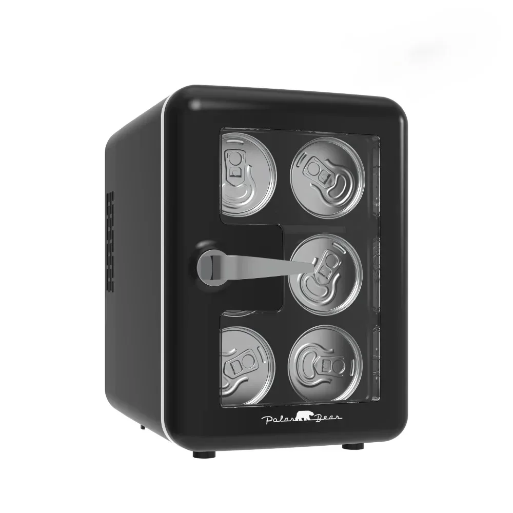 

s%a Mini Fridge Cooler, 6.5in 4-Liter Retro Window Standard Door Compact Mini Refrigerator, Integrated Carry Handle