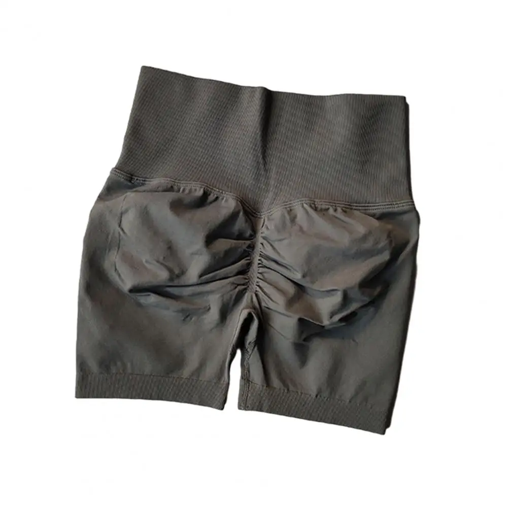 Женские спортивные шорты с высокой талией Спортивные шорты для йоги для женщин Шорты для бега с рюшами Персиковый подъемный дизайн для женщин