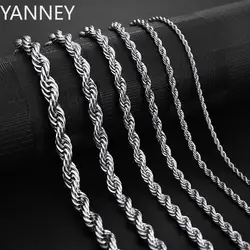 925 Sterling Silver 2/3/4MM 16-24 Inches Rope Chain Necklace For Men Women Fashion Punk Wedding Party Gifts Jewelry Charm