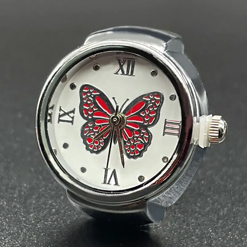 Hot male and female couples simple atmosphere all-match quartz ring watch butterfly Roman numerals surface