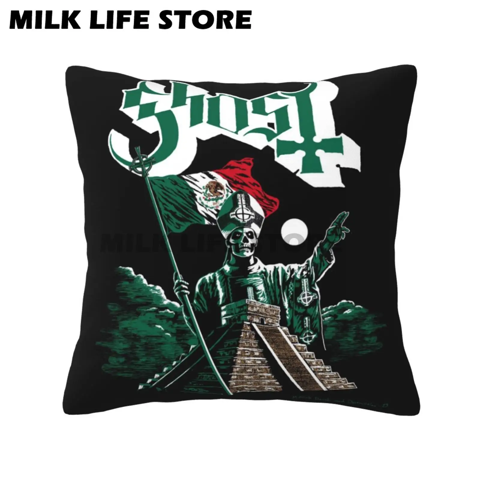 Rock Band Ghost B.C Square Pillowcase Polyester Pillow Cover Velvet Cushion Decor Comfort Throw Pillow for Home Bedroom