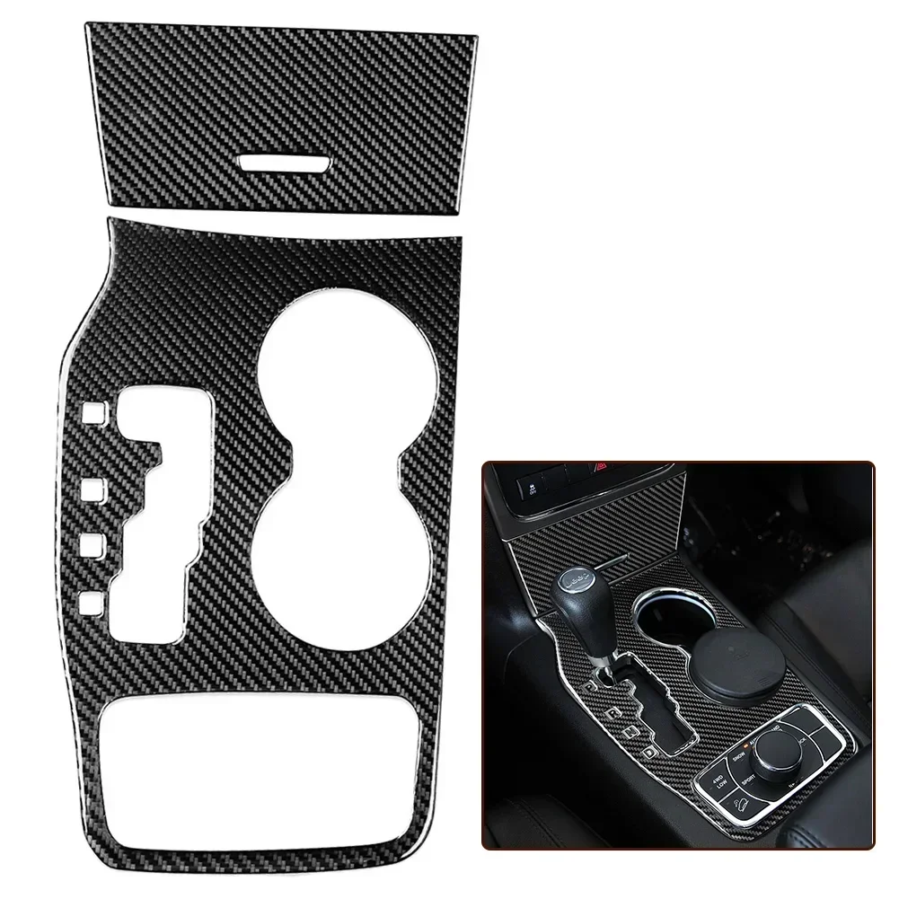 1set Fiber Center Console /Gear Shift Panel Decorative Trim Carbon Fiber Black For Jeep For Grand For-Cherokee 2011-2013