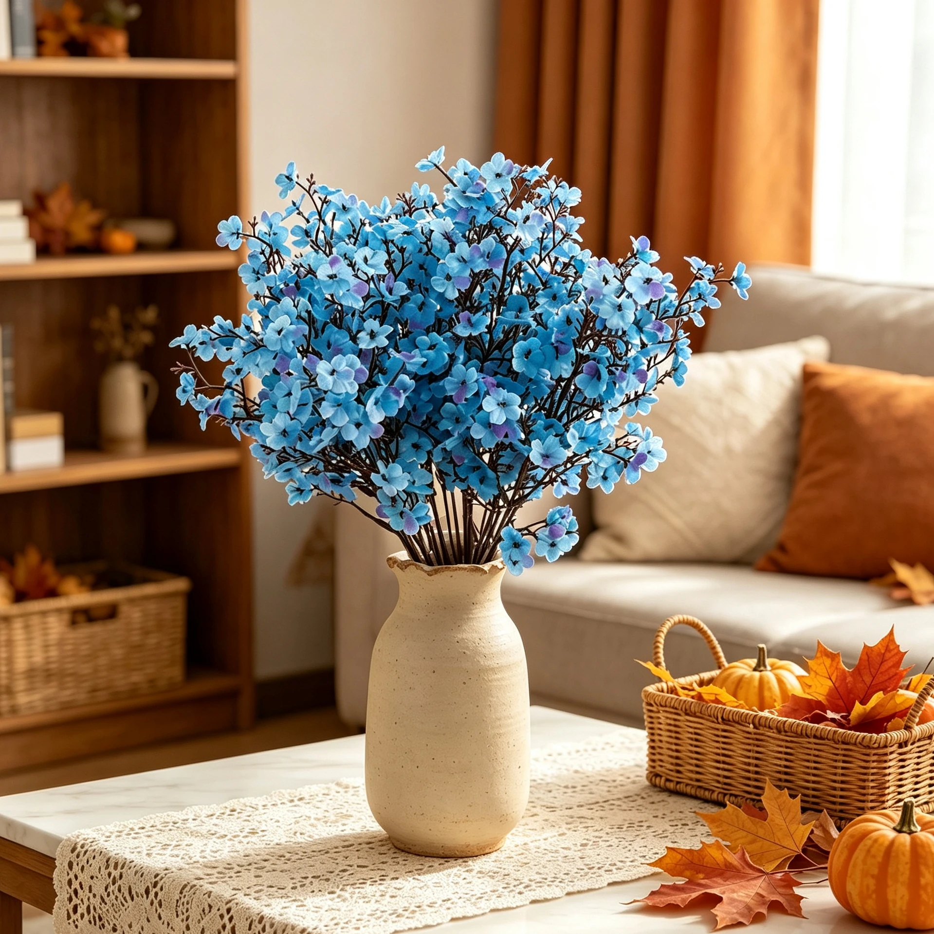 12 Stück Künstliche Blumen aus Seide, Gypsophila, Kleiner Strauß für Zuhause, Zimmer, Tisch, Herbst, Halloween, Dekoration, Kunstblumen für Vase, Hochzeit, Outdoor, DIY-Geschenke – Detail 1