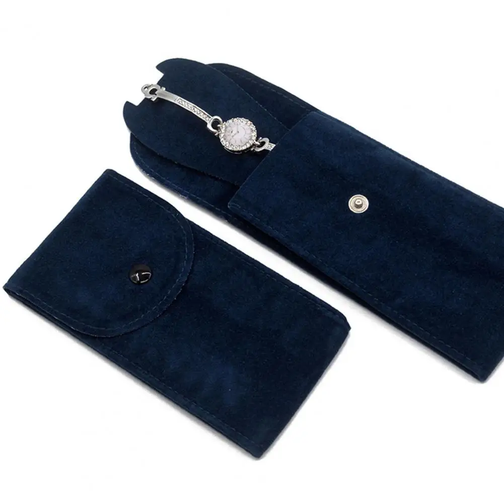 Anti-wear Watch Bag Anti-scratch Shock-proof Press Button Short Velvet Snap Design Portable Jewelry Packing Pouch Daily Use