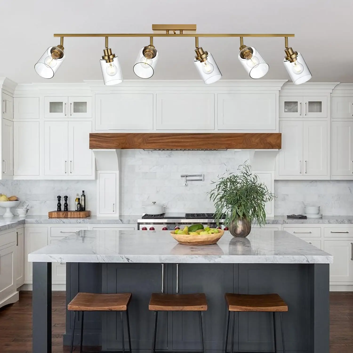 Multi-direcional Rotating Track Lighting Kit, Vanity Luminárias, latão teto Spotlight