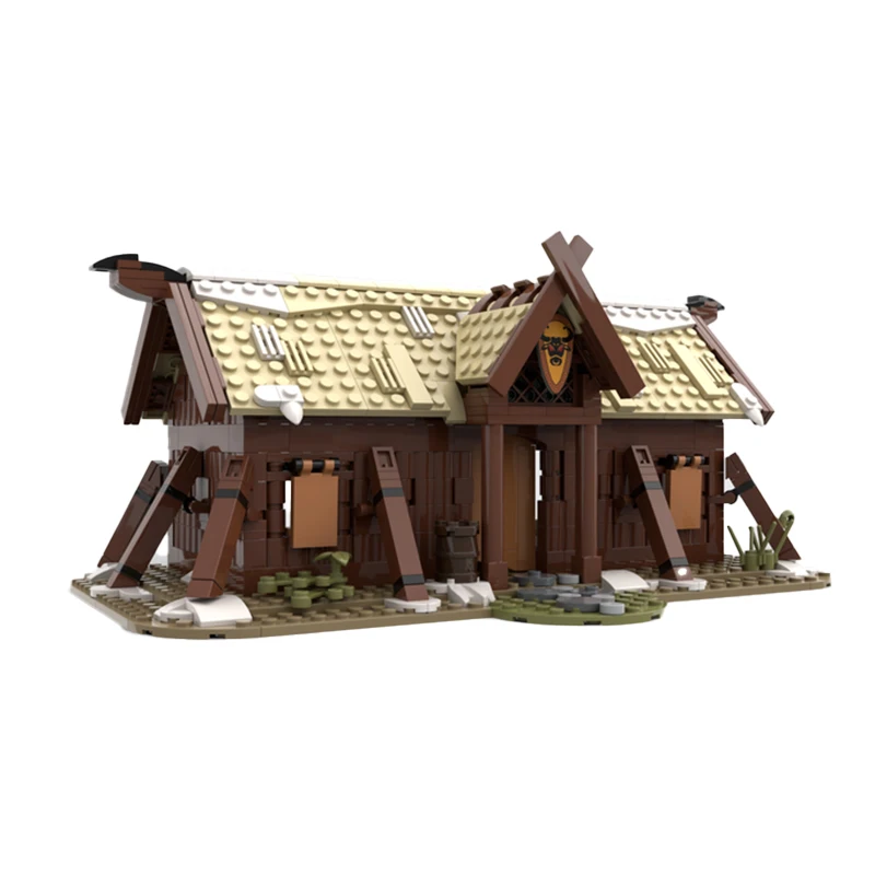 Mittelalterliche Serie Modulares Gebäude Mini Vintage Holzhaus Block MOC Longhouse Modell Technologie Ziegel Montageset Kinderspielzeug Geschenk