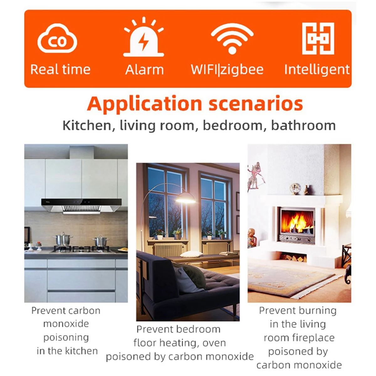 Tuya ZigBee Carbon Monoxide CO Alarm Detector Support Remote APP Control Alarm Function