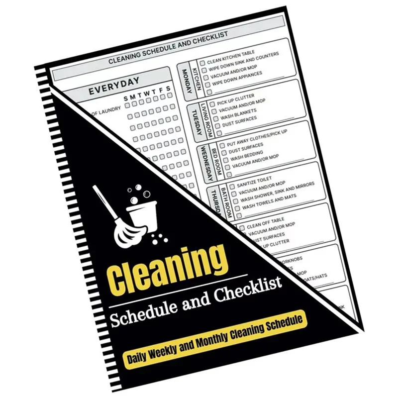 ABBN-Cleaning Planner Chore List For Adults Cleaning Checklists Planner And Organizer Daily Weekly And Monthly Checklists