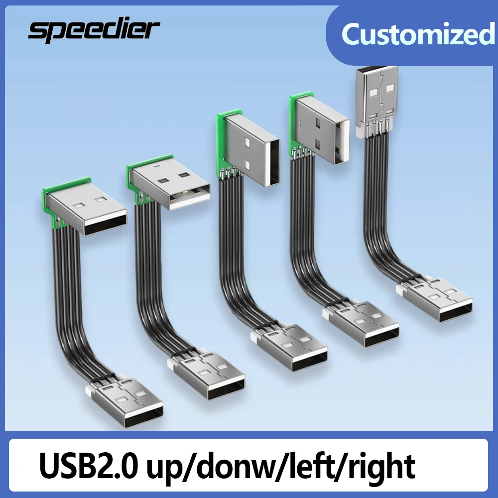 

USB 2.0 Male To Male Data Cable Bidirectional Transmission 90 Degree Up Down Left Right Directions for Laptop Pc Car MP3 Player