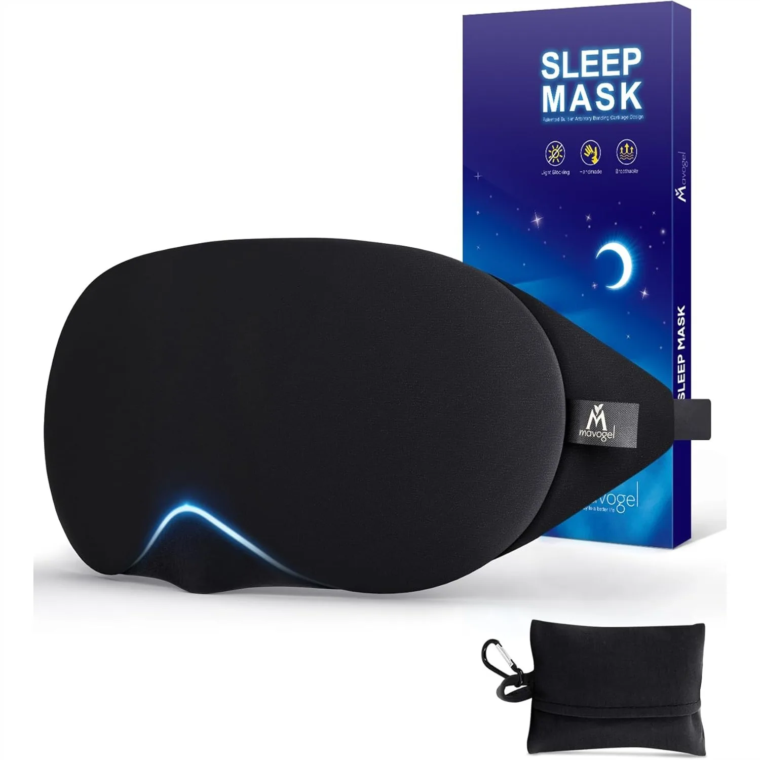 

Cotton Sleep Eye Mask With Adjustable Nose Bridge, Soft And Comfortable Night Eye Blinder For Men Women, Includes Travel Pouch, Black