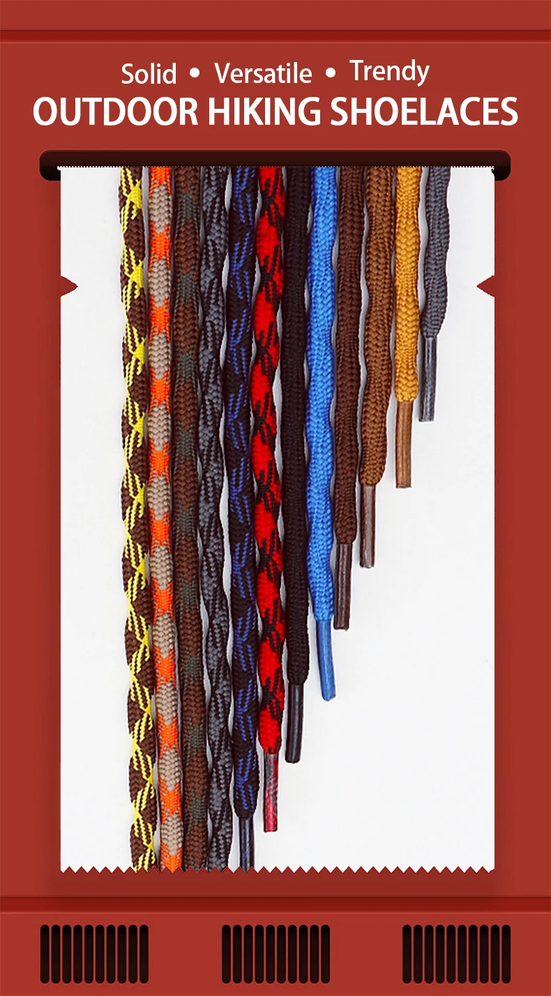 Runde Stiefelschnürsenkel, robuste und langlebige Schnürsenkel für Stiefel, Arbeitsstiefel und Wanderschuhe, doppelte kugelförmige, kreuzgewebte Schnürsenkel – Detail 1