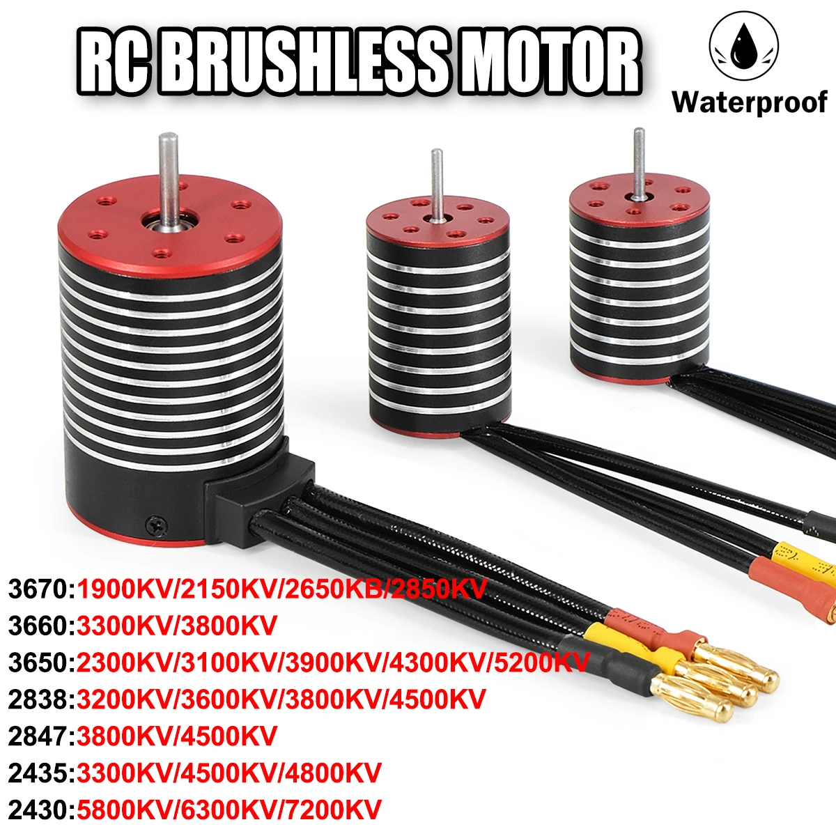 3650 series Waterproof Brushless Motor for 1/8 1/10 1/12 1/14 2S 3S RC Car Racing Off-Road Crawler Boat Wltoys