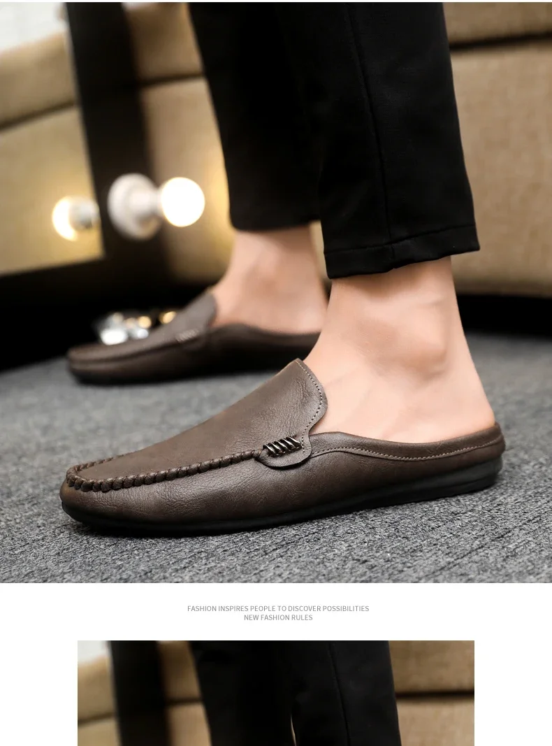 Heiß begehrte PU-Leder Freizeitschuhe für Herren, Halbschuhe, atmungsaktive Herren-Loafer, bequeme Slip-On-Schuhe, Lazy Shoes, Herren-Slipper – Detail 18
