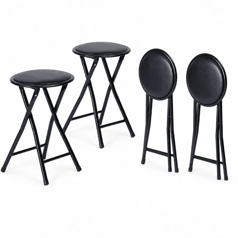 

4 Pack Folding Stackable Chair Metal Stools for Classroom Kitchen Craft Room Black