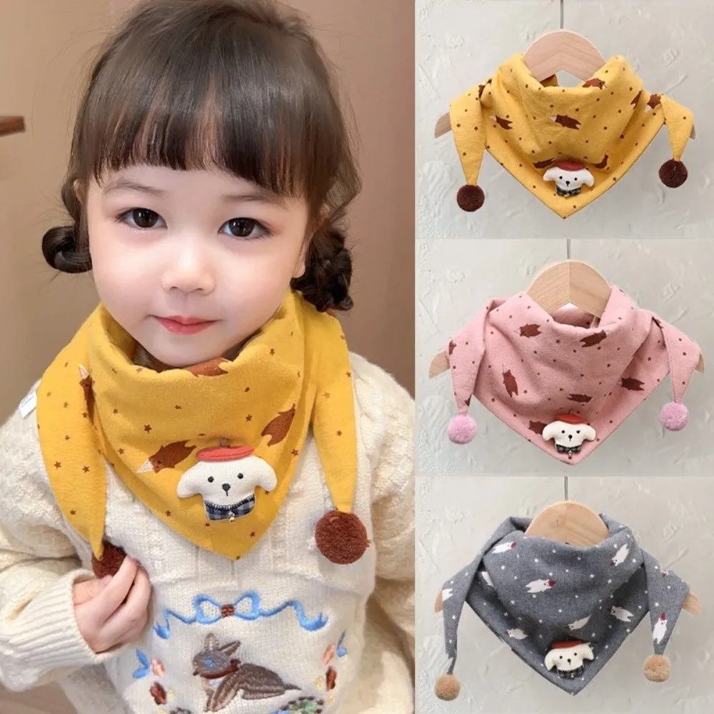 Милый мультяшный хлопковый треугольный шарф, утолщенный ветрозащитный чехол для шеи, зимнее теплое полотенце для рта