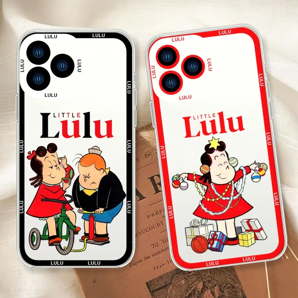 Cartoon The Little Lulu Show Phone Case For Samsung  A52 A53 A70 A71 A72 A73 A80 A91 S Transparent Border Shell