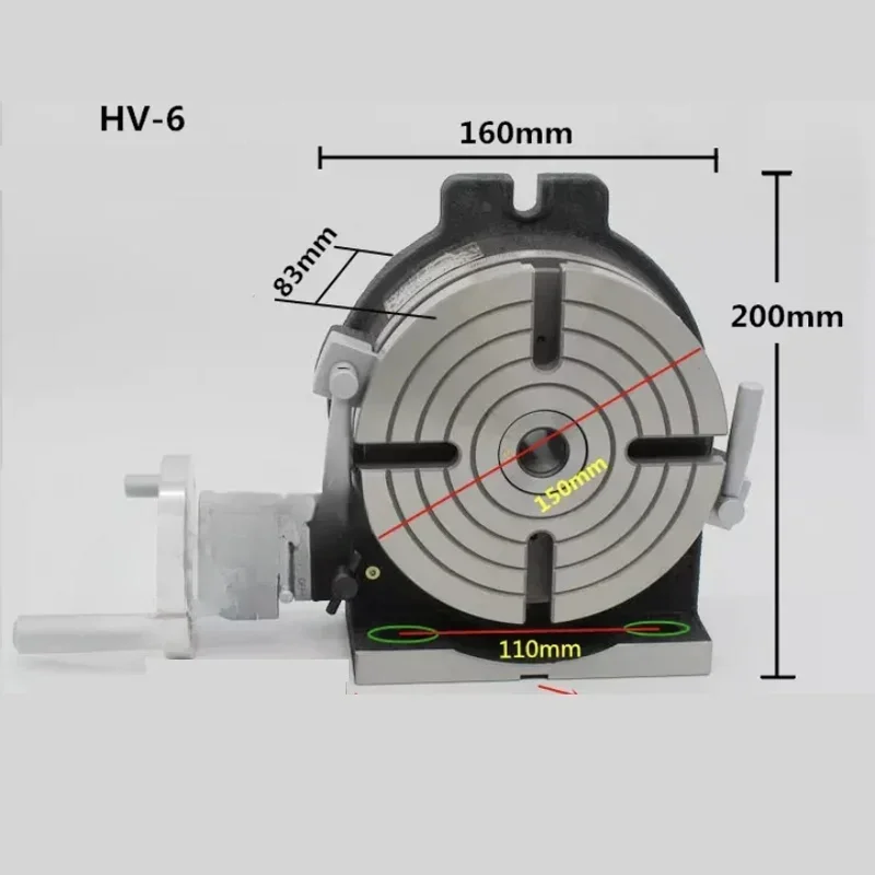 Rotary Table 4/5/6inch Horizontal Vertical 4-Slot  for Milling Machine MT-2 Rotary Table for Milling.