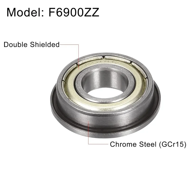 4Pcs F6900-ZZ Mini Flanged Deep Groove Ball Bearings 10×22×6mm Double ZZ Metal Shield Chrome Steel Tiny Flange Bearings
