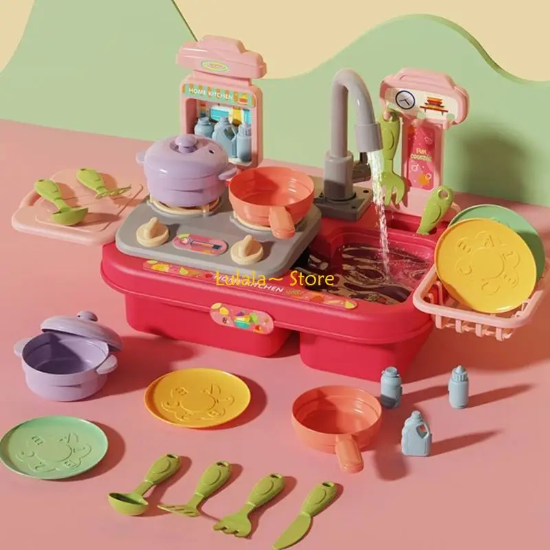 Y4QA – jouet d'évier cuisine pour enfants, robinet électrique avec eau courante, jouet simulation