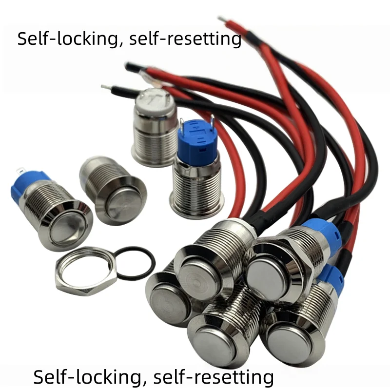 1pcs 12MM Metal Button Switch Connector with Self-Resetting Circular Waterproof Power Self-Locking Small Car Modification Button