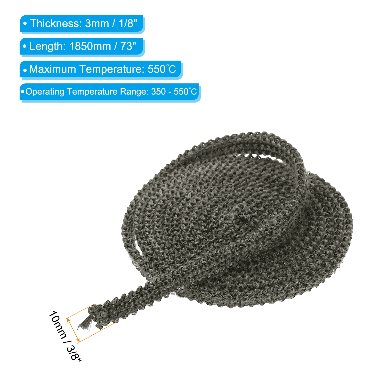 Wood Stove Gasket, 2 Pcs Graphite Fiberglass Flat High-Temperature Resistance Seal Rope for Stoves Fireplace Door