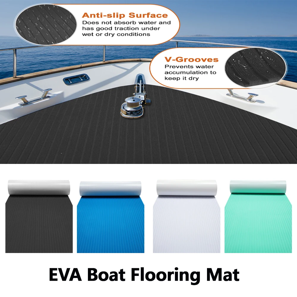 UXCELL 2440x400x6mm 1220x400x6mm Self-Adhesive Eva Teak Decking Sheet For Boat Yacht Marine Eva Foam Boat Flooring 5 Colors