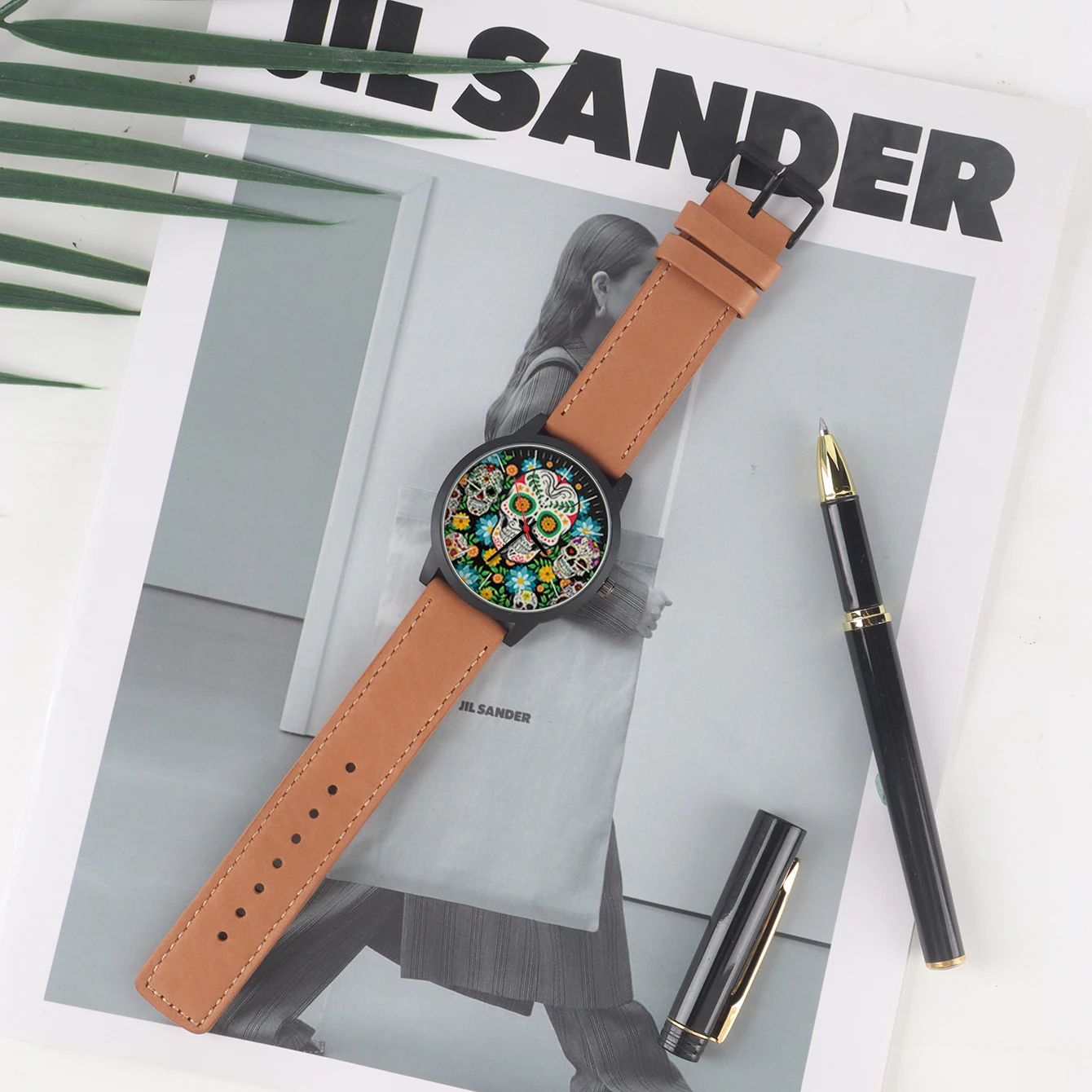 Coole Herren uhr Blumen neu in Herren uhren Handgelenk Uhr Geschenk anpassbare Muster bunte Schädel Souvenir