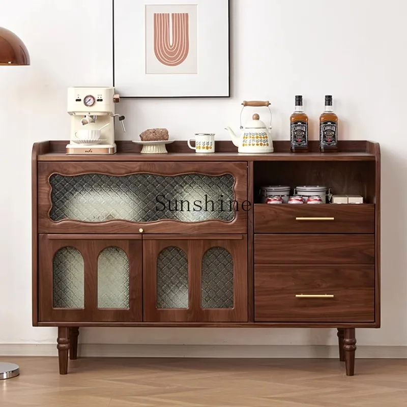 Black walnut, meal side, all solid wood tea, American storage, display, simplicity, wine cabinet