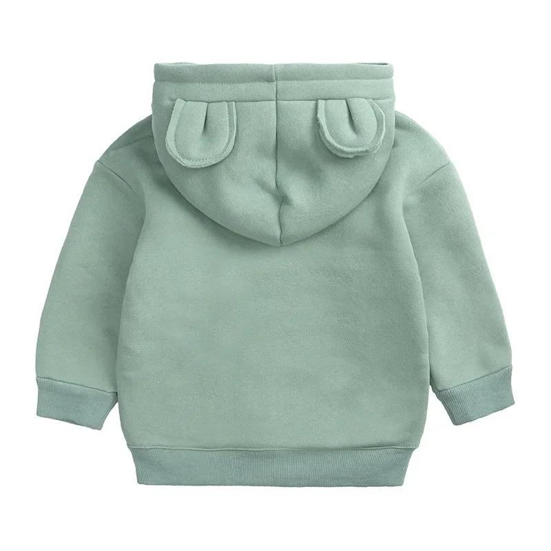 Personal isierte Baby Baumwolle feste Hoodies Kleinkind Sweatshirt Kinder niedlichen Ohr Hoody Tops Pullover Herbst Winter Kleidung Stickerei Name