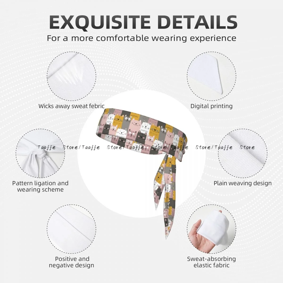 رئيس التعادل باندانا لطيف هريرة سكاندي القطط وشاح الرأس التفاف الرياضة في الهواء الطلق العصابة