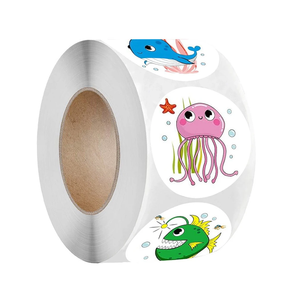 100-500pcs Marine Animals Reward Sticker 8 Designs Cartoon Stickers For Kids Gift Decoration Label Toys Stationery Sticker