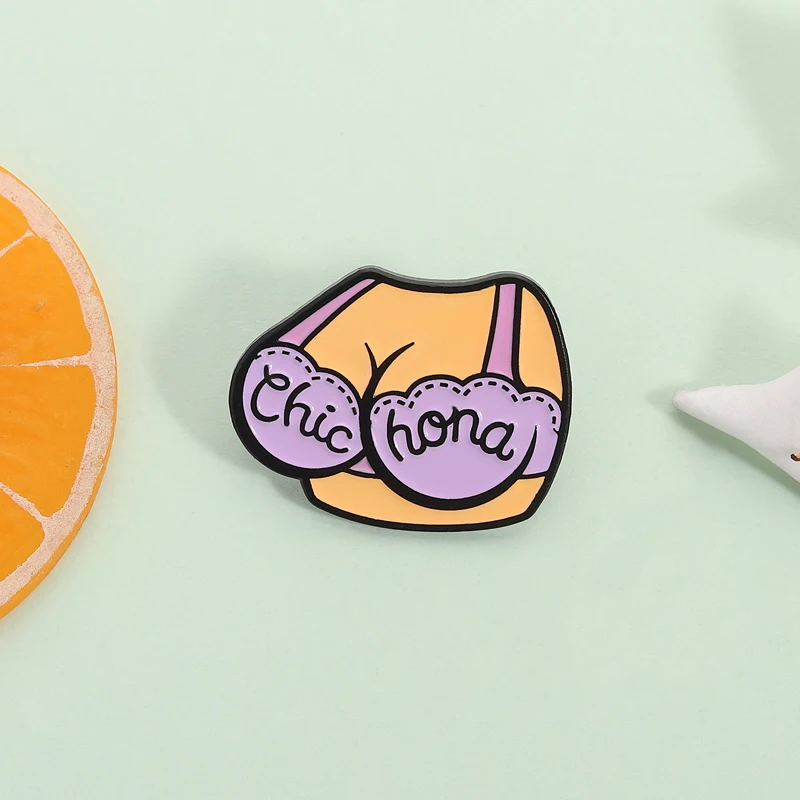 Sexy Stature Plump Boobs Enamel Pin Funny Humor Quote Chic Hona Alloy Brooch Lapel Badge Jewelry Accessories Gift for Friends
