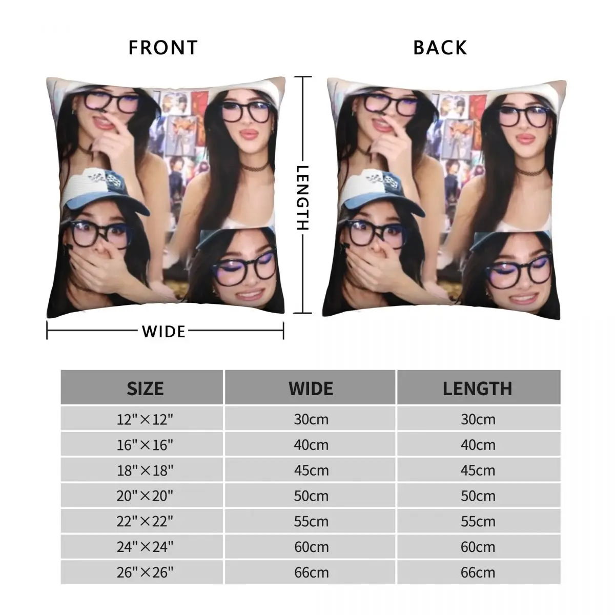 Sssniperwolf Collage Pillowcase Polyester Linen Velvet Pattern Zip Decor Pillow Case Home Cushion Cover