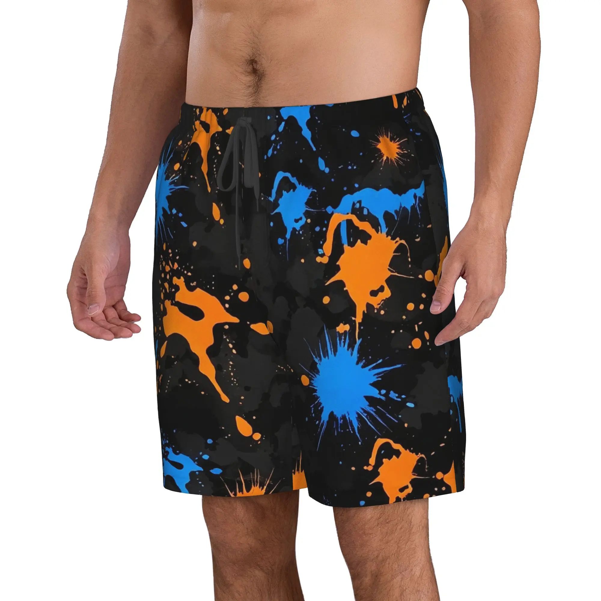 Colorful Graffiti Splash Pattern Trunks Beach Board Shorts Casual Quick Dry Swim Summer Men Pants