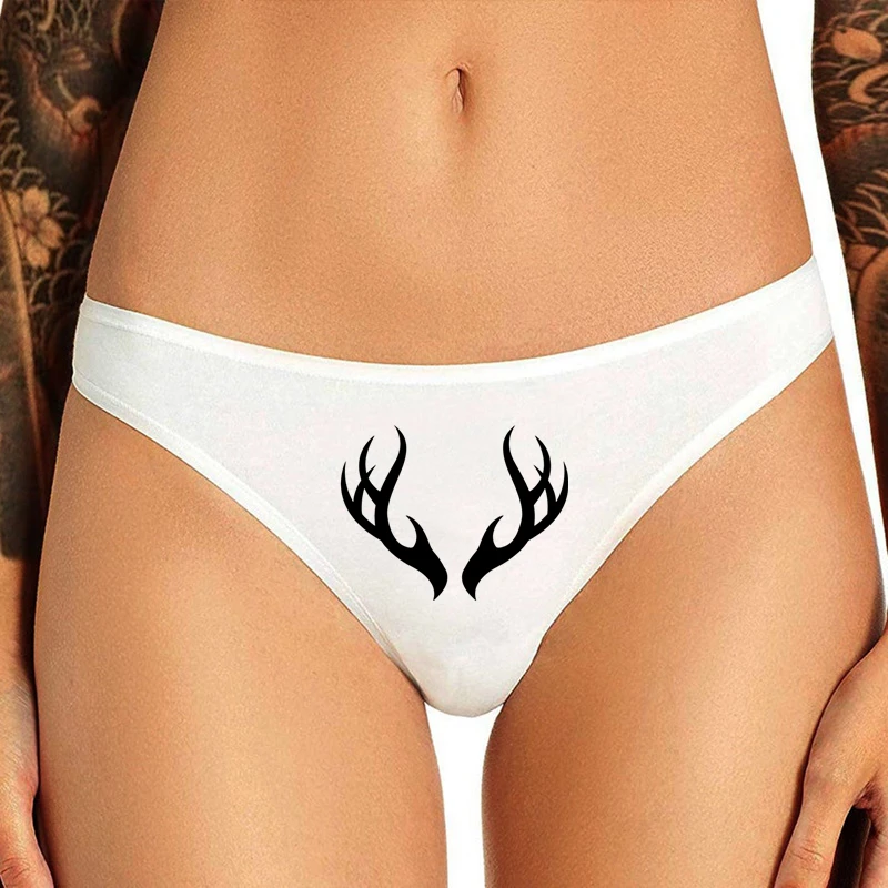 Cuckold Antlers Funny Sexy Print Underwear for Women Cute Underwear for Girls Sexy Seamless Thong Underwear Panties for Women