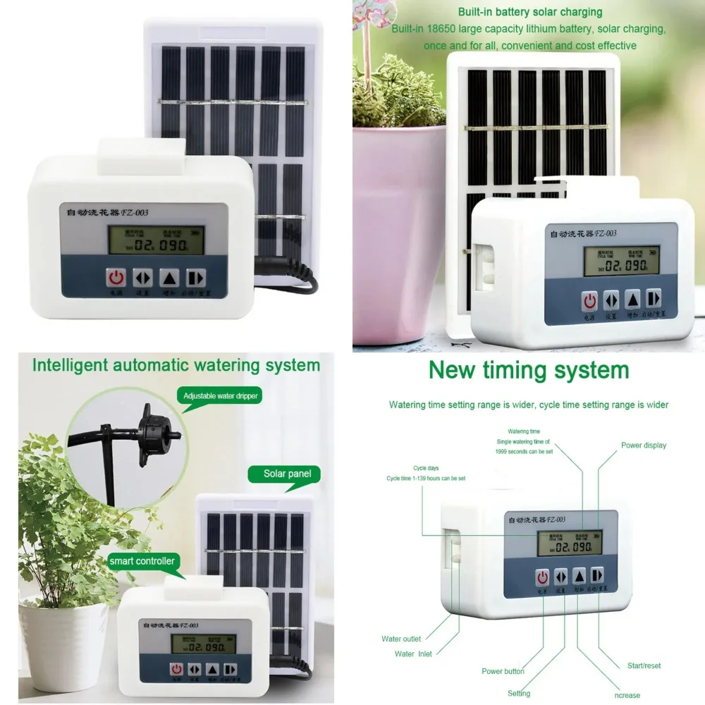 

Solar Energy Automatic Intelligent Potted Plant Drip Irrigation System Water Timer Timing Automatic Watering Device Garden