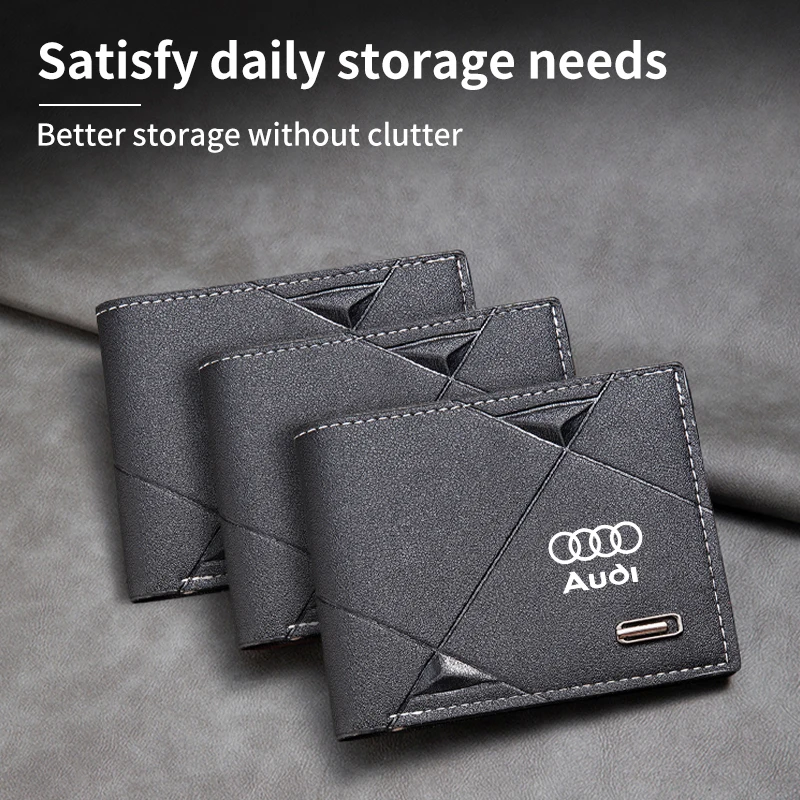 Car Men Fashion Short Wallet Coin Purse Credit Card Organiser Bag For Audi Ailroad TT A3 A4 A6 A5 Q5 A1 Q7 Q3 A8 Q2 A7 S7 S8