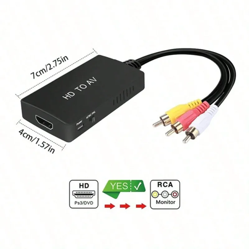 1080P HDMI-compatible To AV Converter To RCA Composite Video Audio Adapter Supports PAL/NTSC for TV Stick Android TV Box