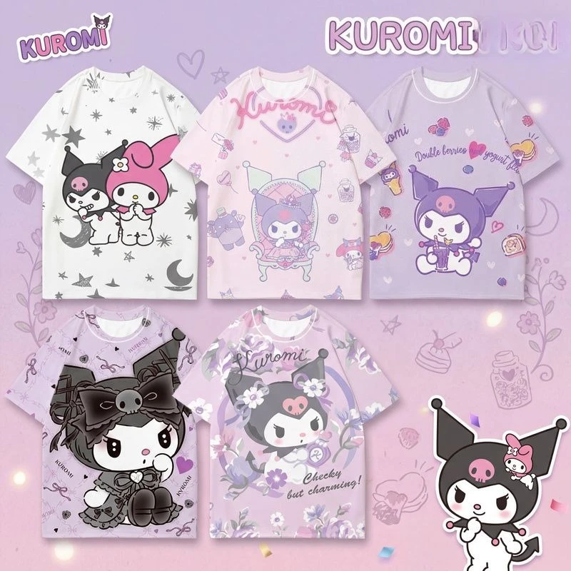 

Anime Cartoon Kawaii Sanrio New Kuromi T-shirt Women's Short Sleeves Summer Trend Loose Comfortable Good Looks Like It Very Much