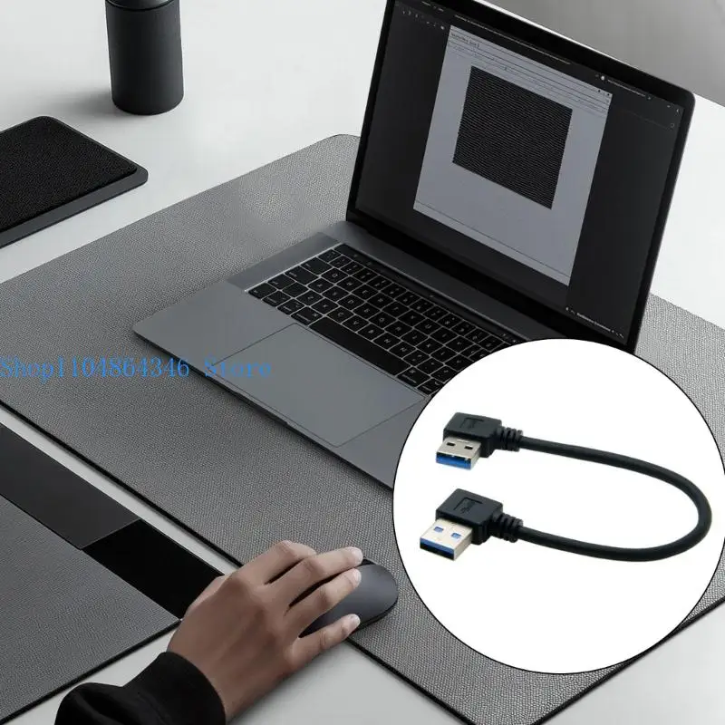 652F 90 Degree Angled USB A to A Male Cable Seamlessly Connection Fast Transfer