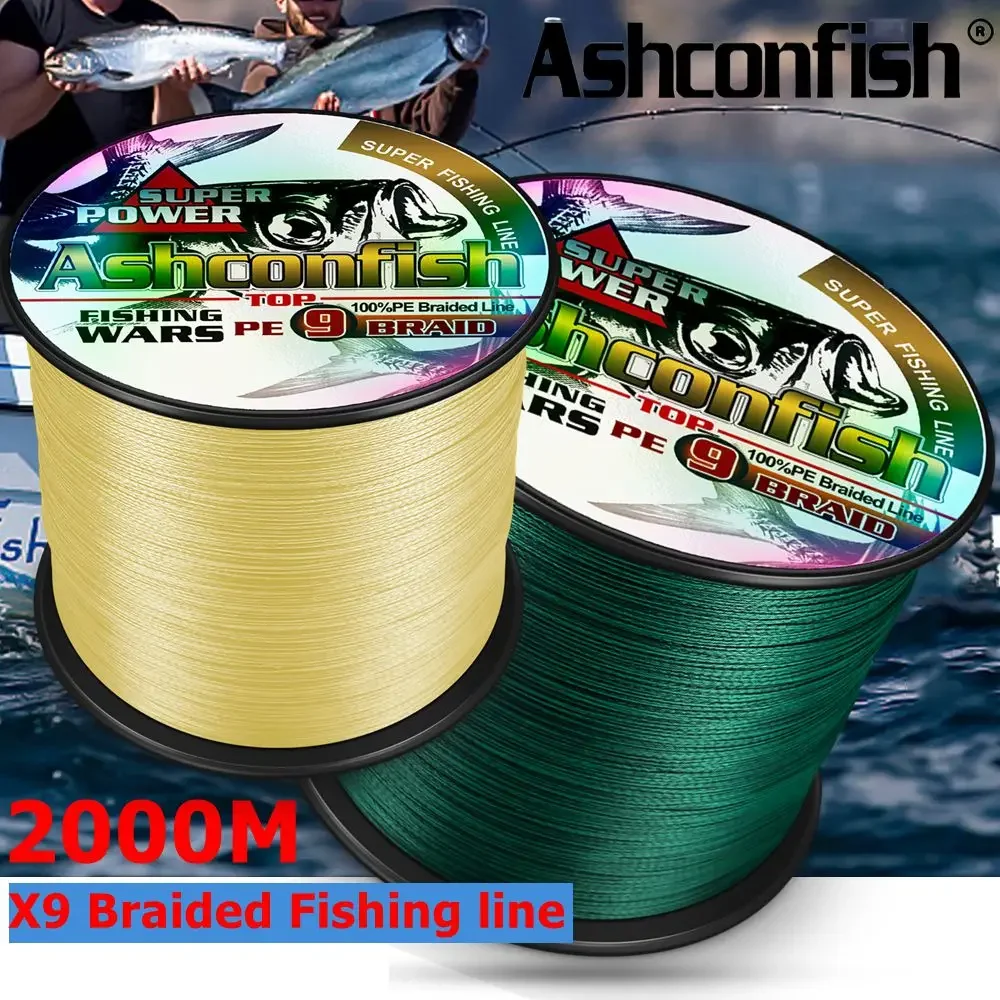 

Ashconfish Braided Fishing Line Multifilament Carp Fly 9 Strands 2000M Multicolor Japan Extreme PE Strong Weave Wire 15LB-310LB