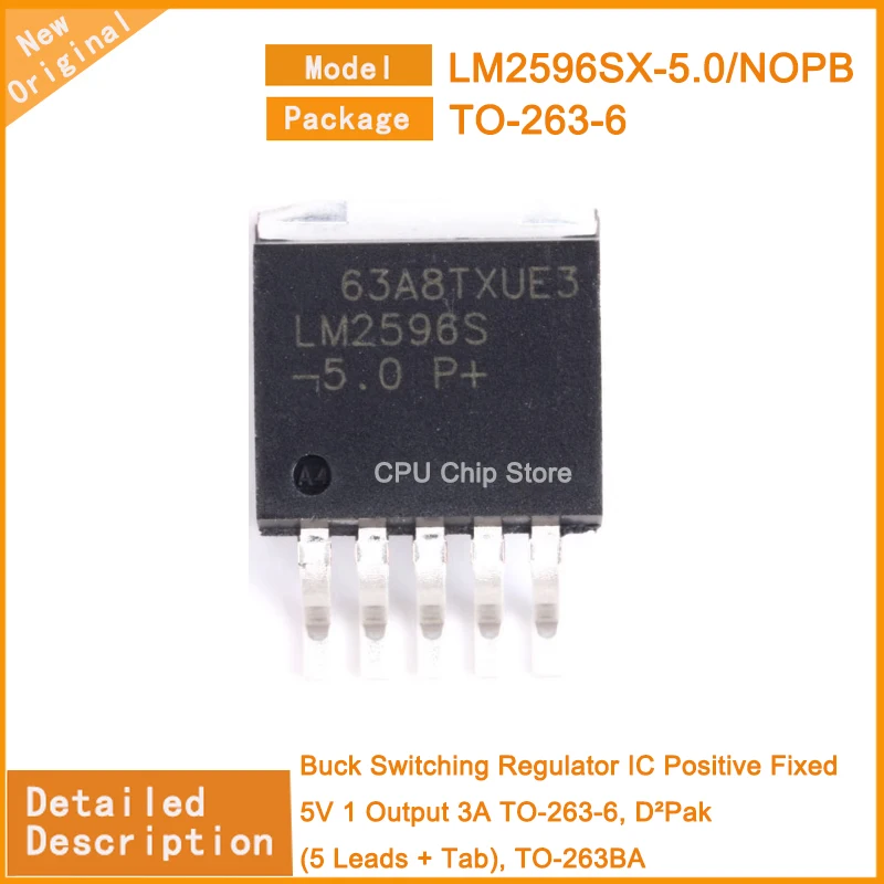 5Pcs/Lot  New Origina LM2596SX-5.0/NOPB  LM2596SX-5.0  Buck Switching Regulator IC Positive Fixed 5V 1 Output 3A TO-263-6, D²Pak