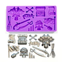 New Halloween Pirate Skull Silicone Molds Chocolate Cake Decoration Diy Epoxy Resin Molds Fondant Baking Accessories