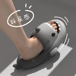 Gradient Color Shark Slippers 4cm Thick Sole Indoor Bathroom Summer Shoes Woman Men Beach Street Slides Cute Cartoon Footwear